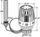 Thermostatkopf von IMI Hydronic Engineering mit Wendel-Tauchfühler, dargestellt in einer technischen Zeichnung mit Maßen und Anschlussdetails.